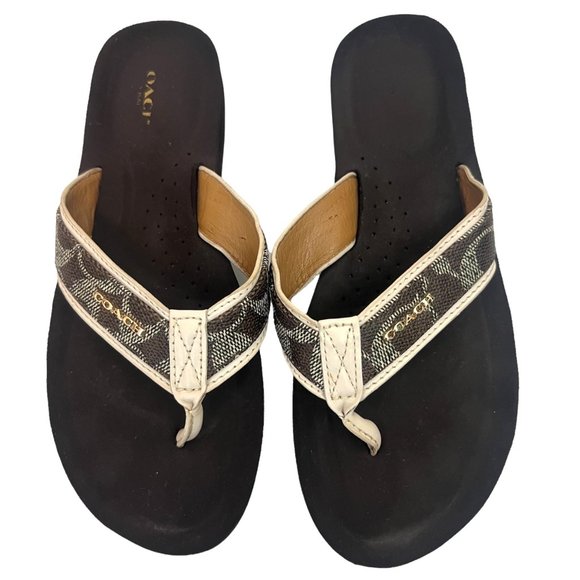 Coach Judy Brown Signature Flip Flops 8.5 - N747